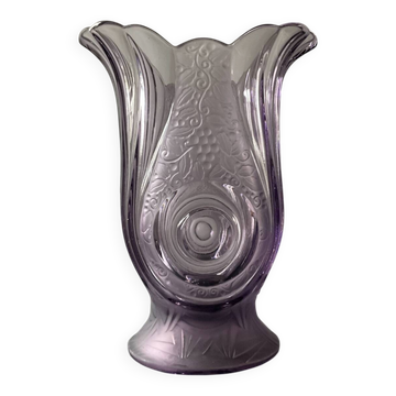 Vase Art Déco Brockwitz-Deutchland en verre violine signé