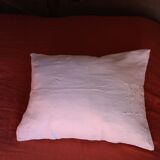 Old white linen cushion monogram