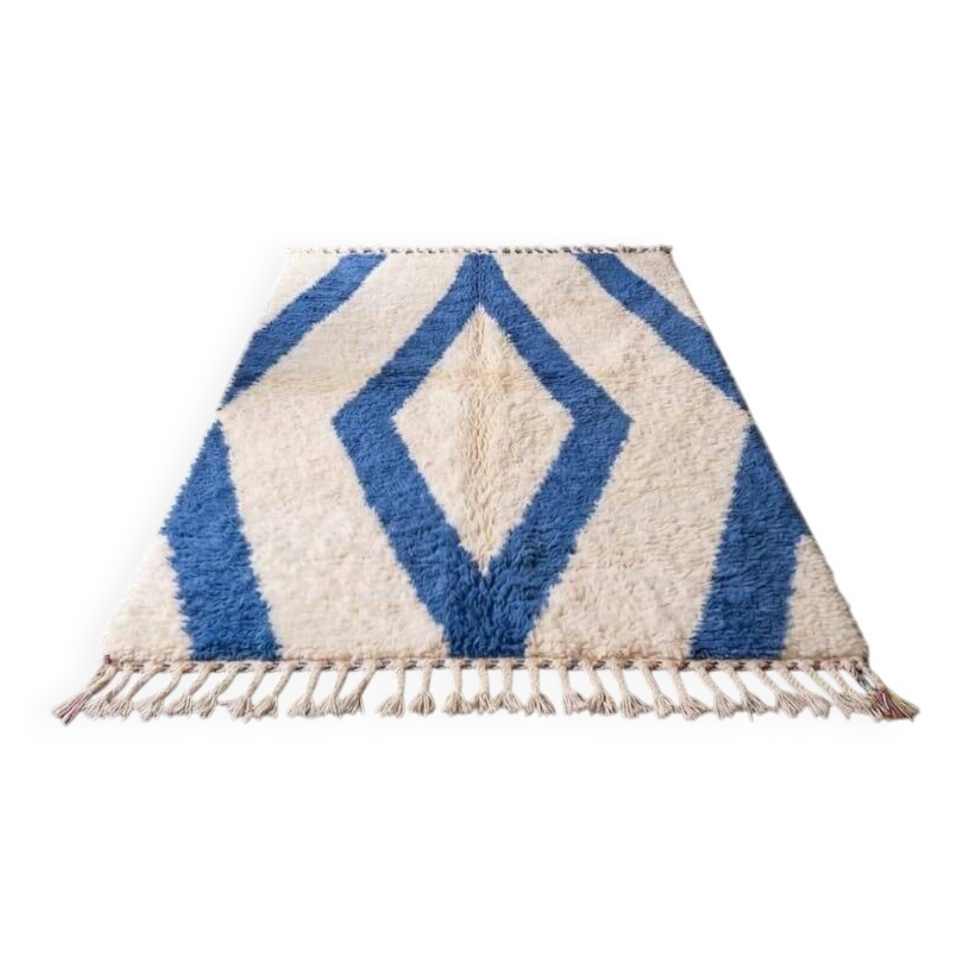 Handmade pure wool traditional blue and white rug 150/250 cm