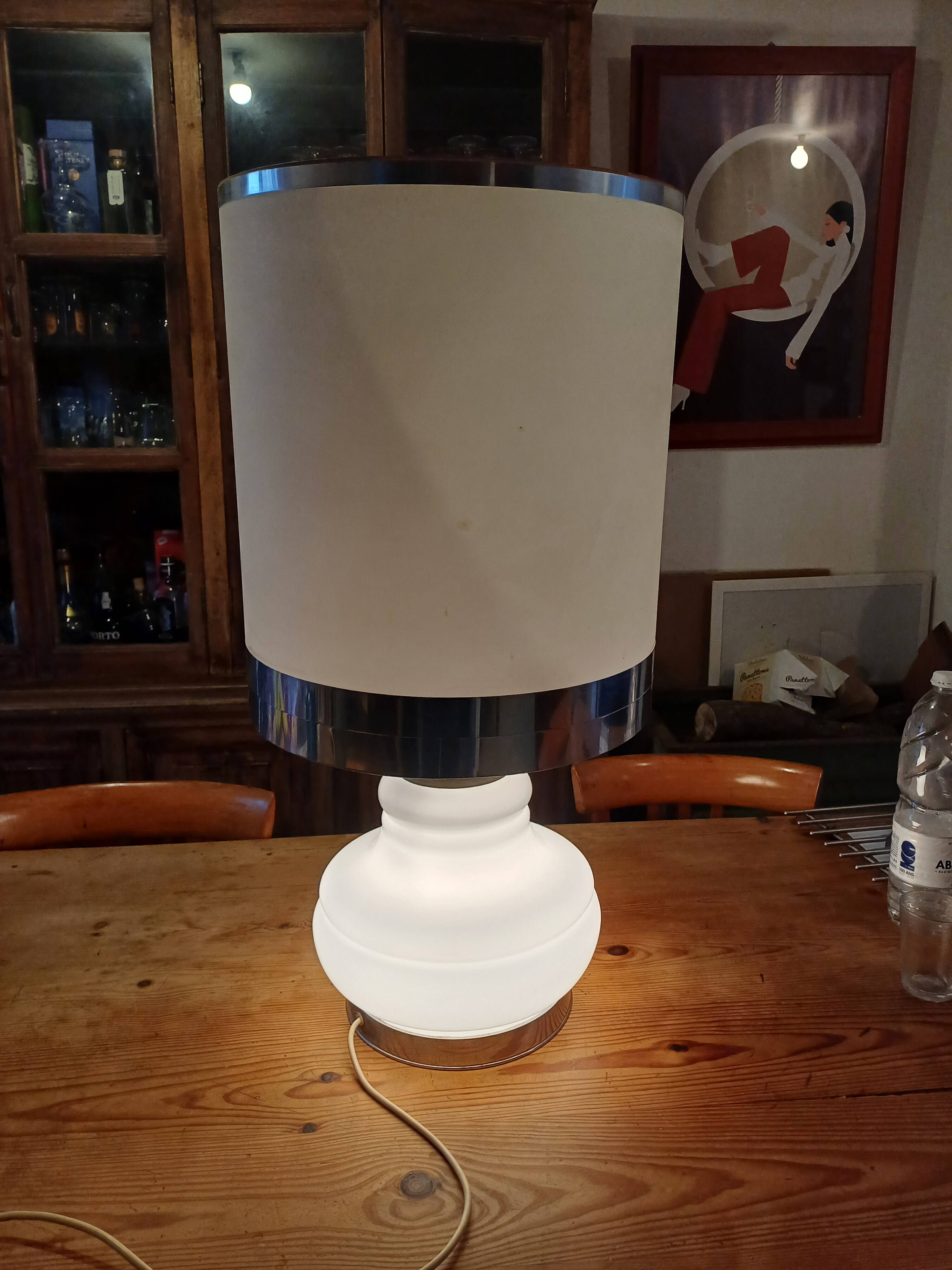 Vintage 1970s White Opaline Lamp