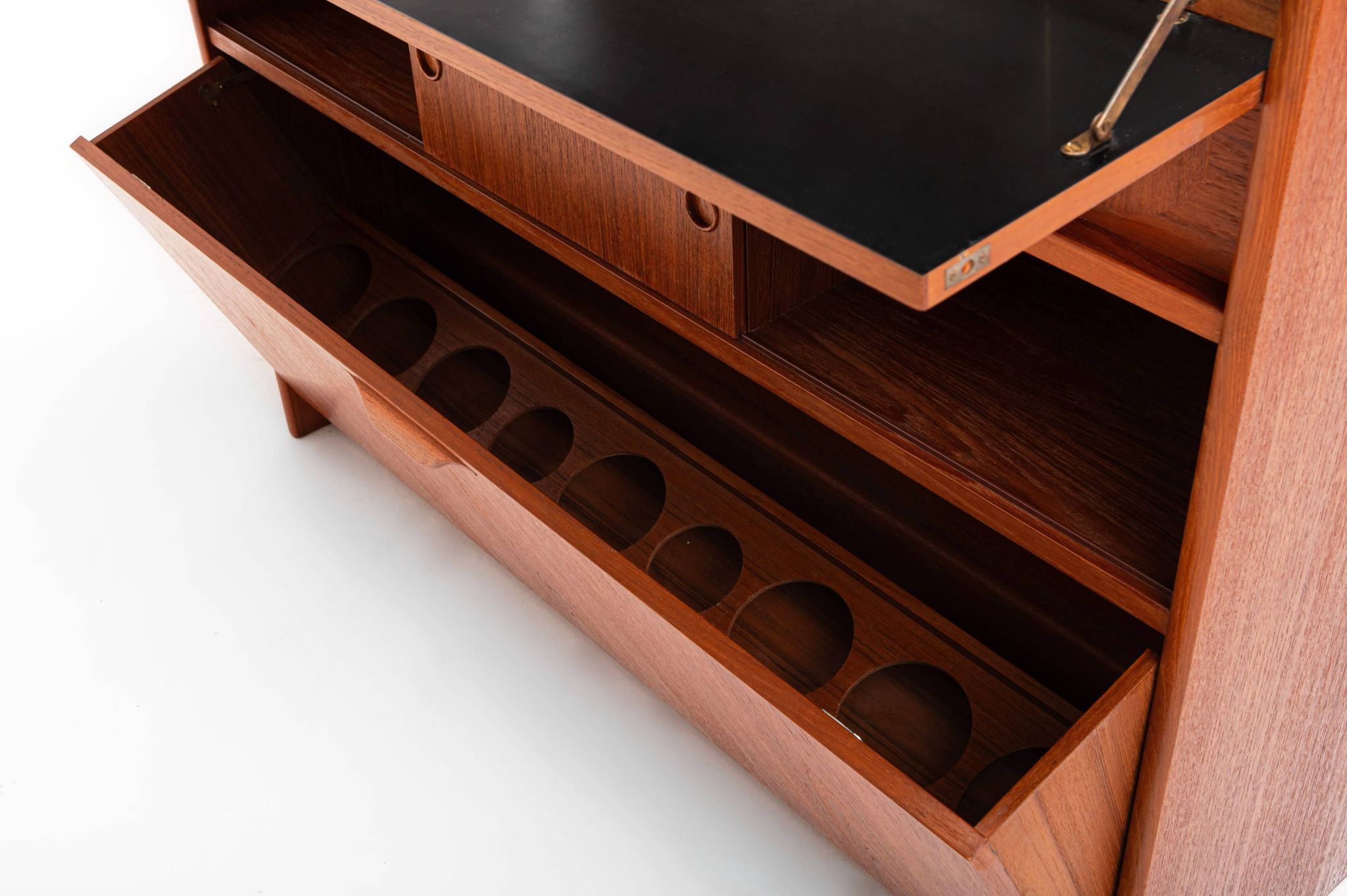 SK661 Cocktail Cabinet and Bar Stools by Johannes Andersen for Skaaning & Son 1960s