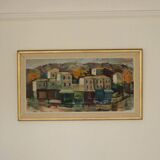 Huile sur toile suédoise originale du milieu du siècle par Bertil Wahlberg