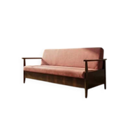 Burgundy folding sofa bed by Edmund Homa, mid-century modern, 1960s, Czechoslovakia, 200 × 88 × 80 cm
