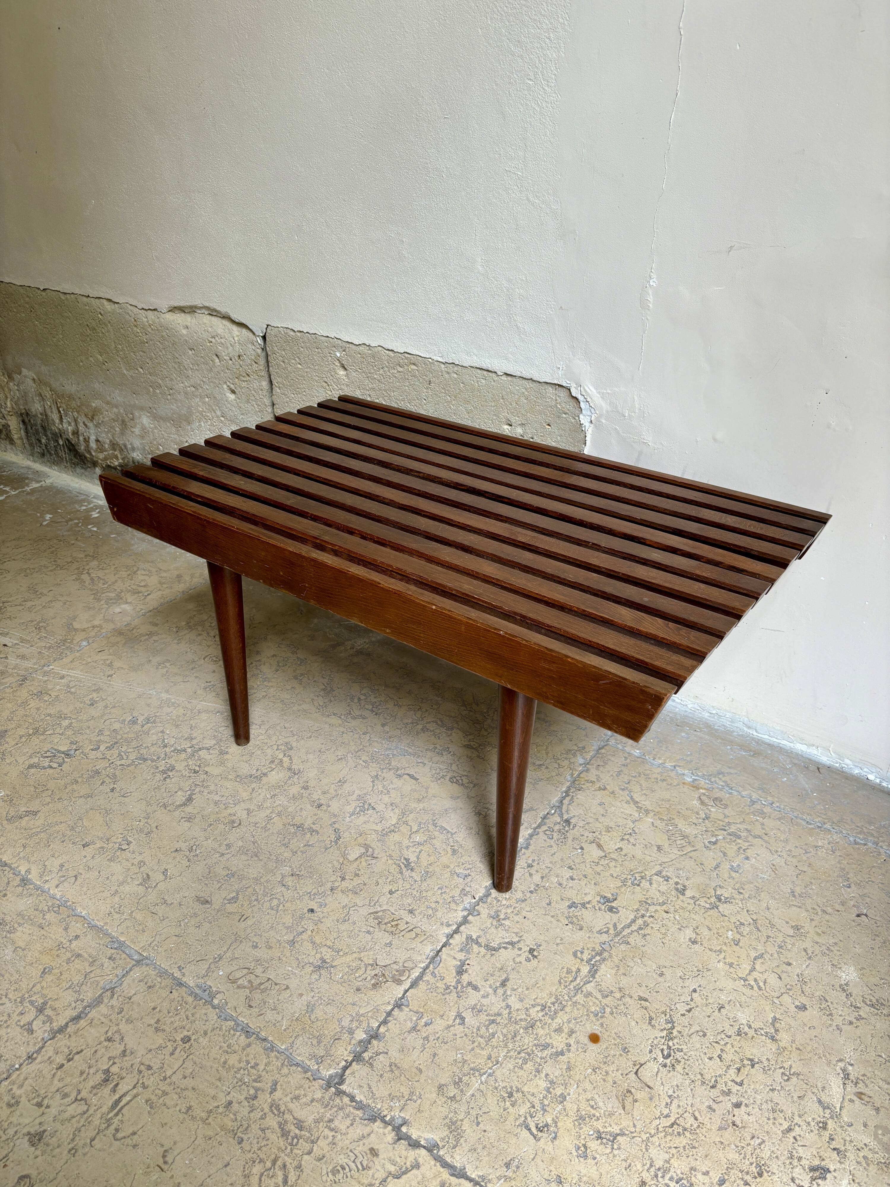 Coffee table, bench in dark laminated wood