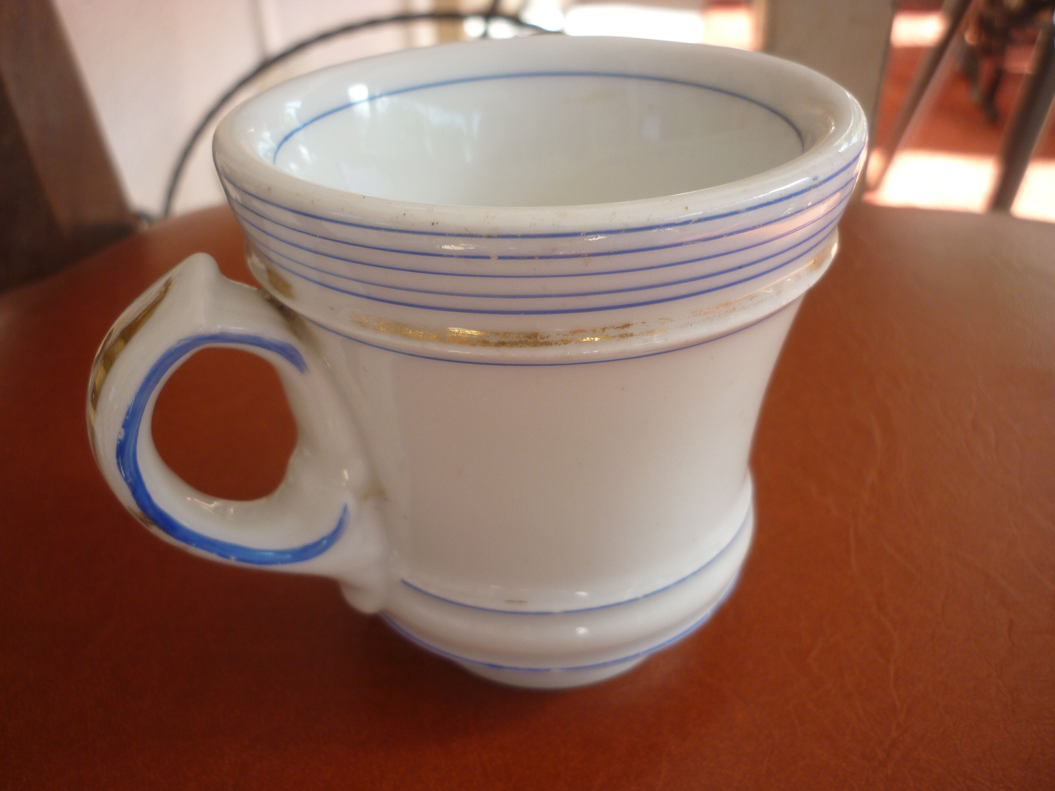 Old cup brulot porcelain blue liseres