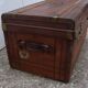 Old wooden trunk covered leather travel chest