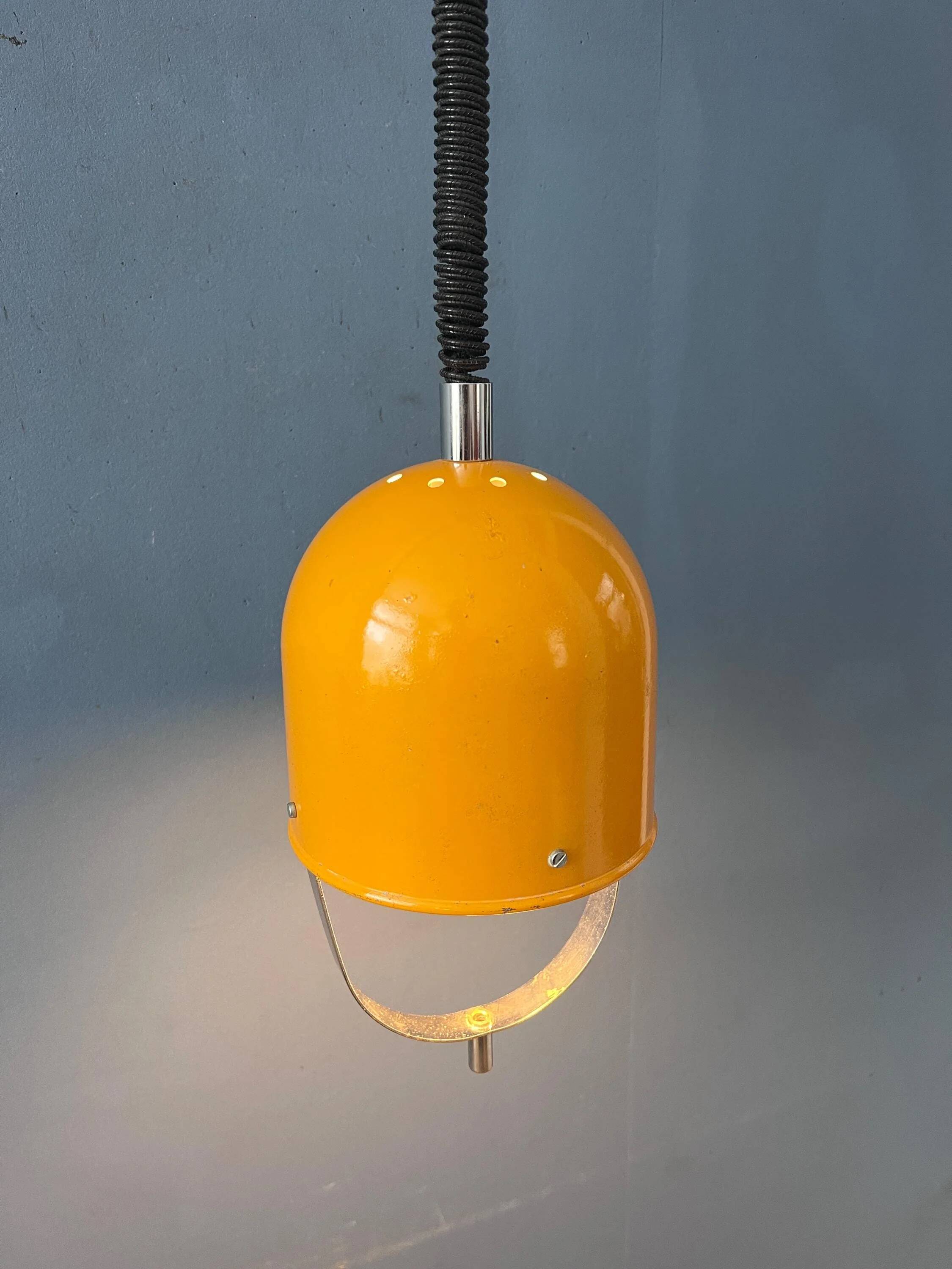 Vintage yellow Space Age suspension, Mid-Century Modern pendant lamp.