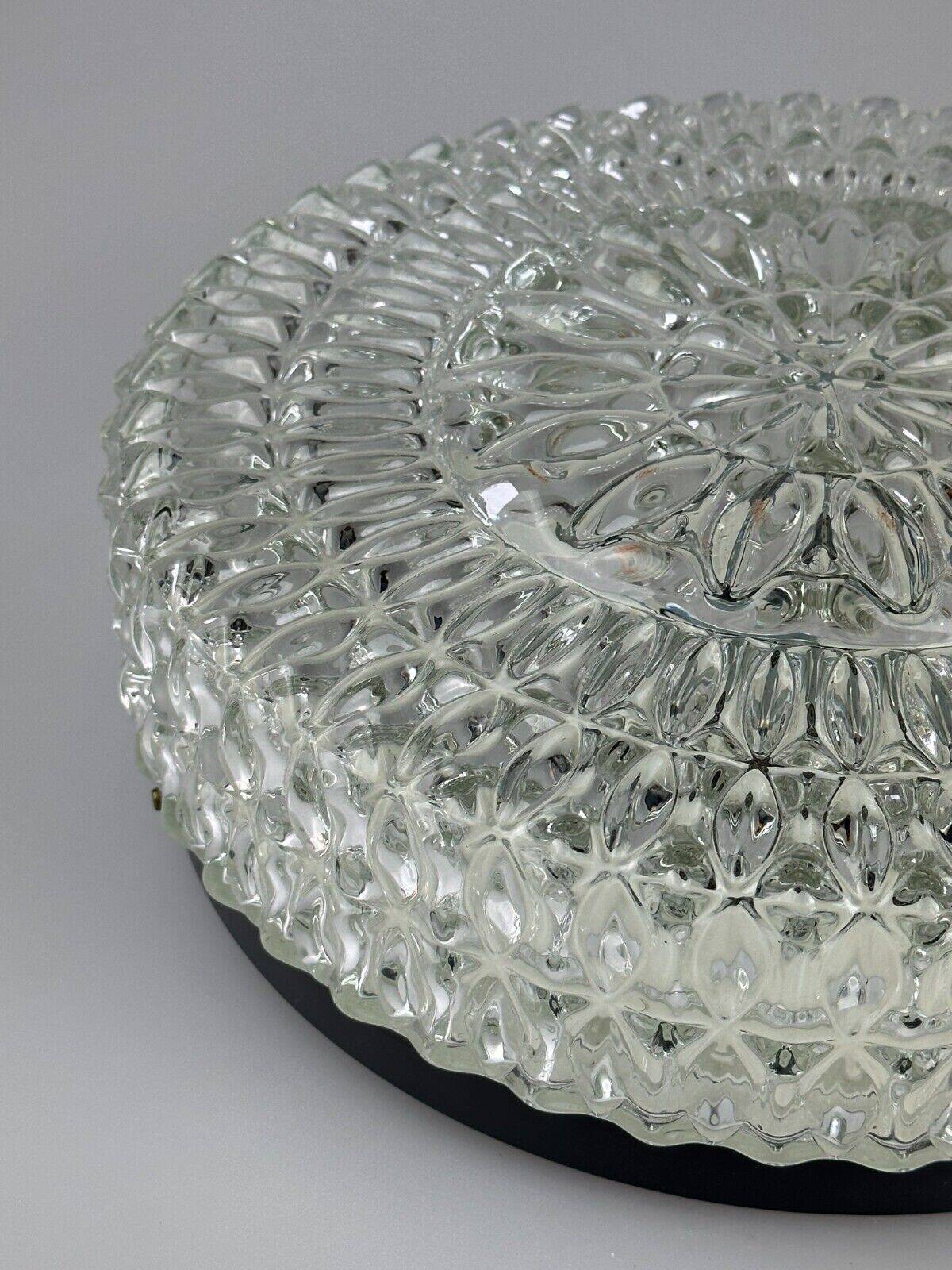 60s 70s ceiling lamp Hustadt Leuchten Germany Plafoniere glass & metal