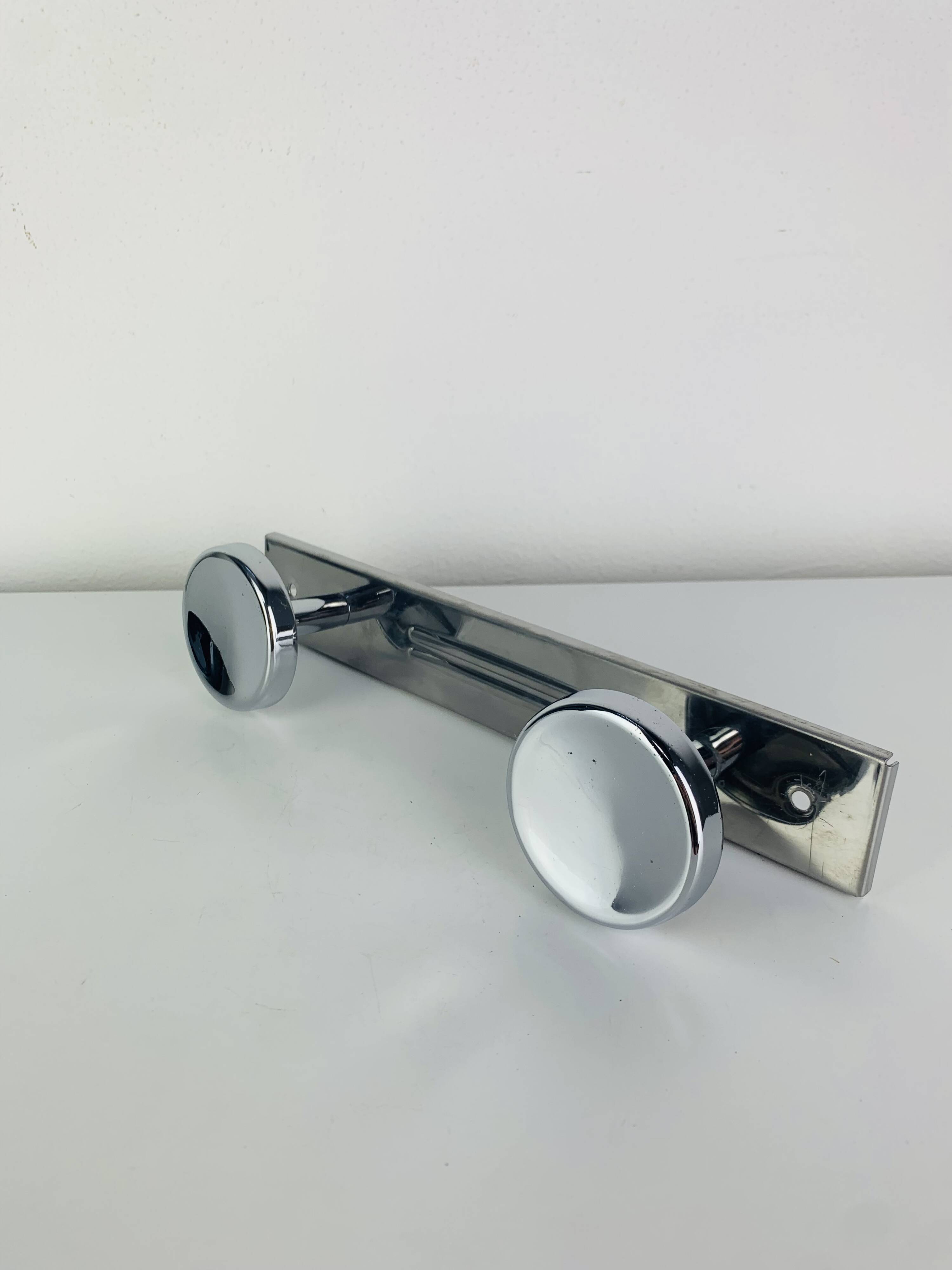 Chrome double hook wall coat rack, 1960s