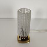 vintage bedside lamp in teak, brass and glass, 60s te