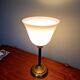 Large Art Deco table lamp, in brass and white opaline, 1920s-3