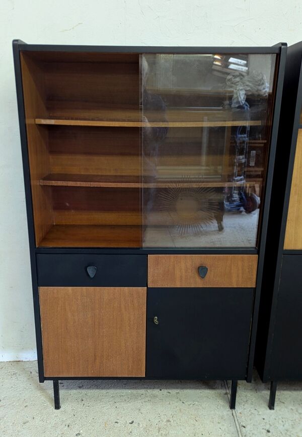 Ensemble Secrétaire Et Vitrine Vintage 1960 Pieds Compas Design