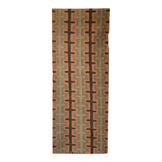 2x6 Ft - Tapis Kilim en jute et laine fait main d'occasion, tapis traditionnel indien.