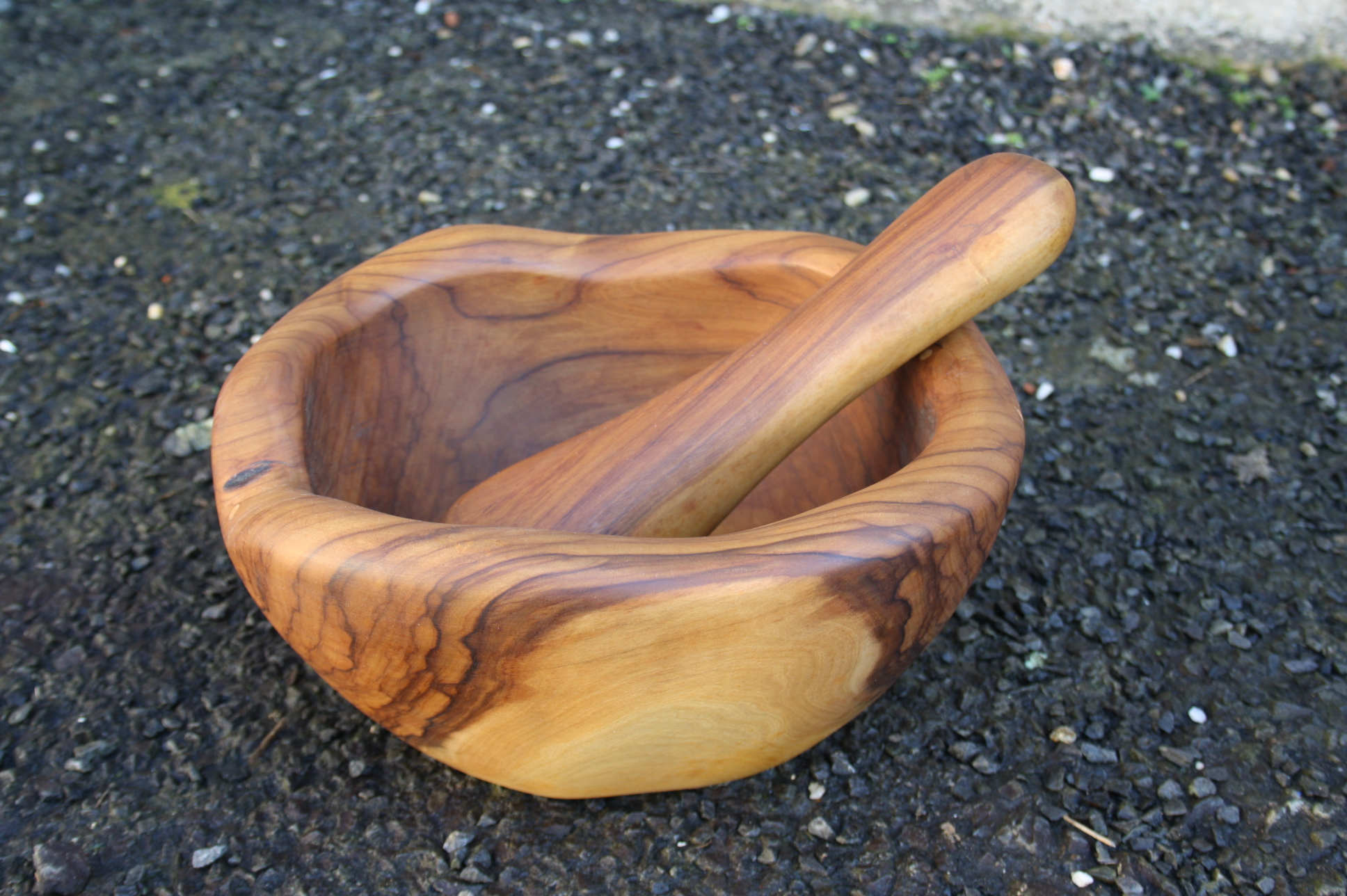 Rustic olive wood mortar