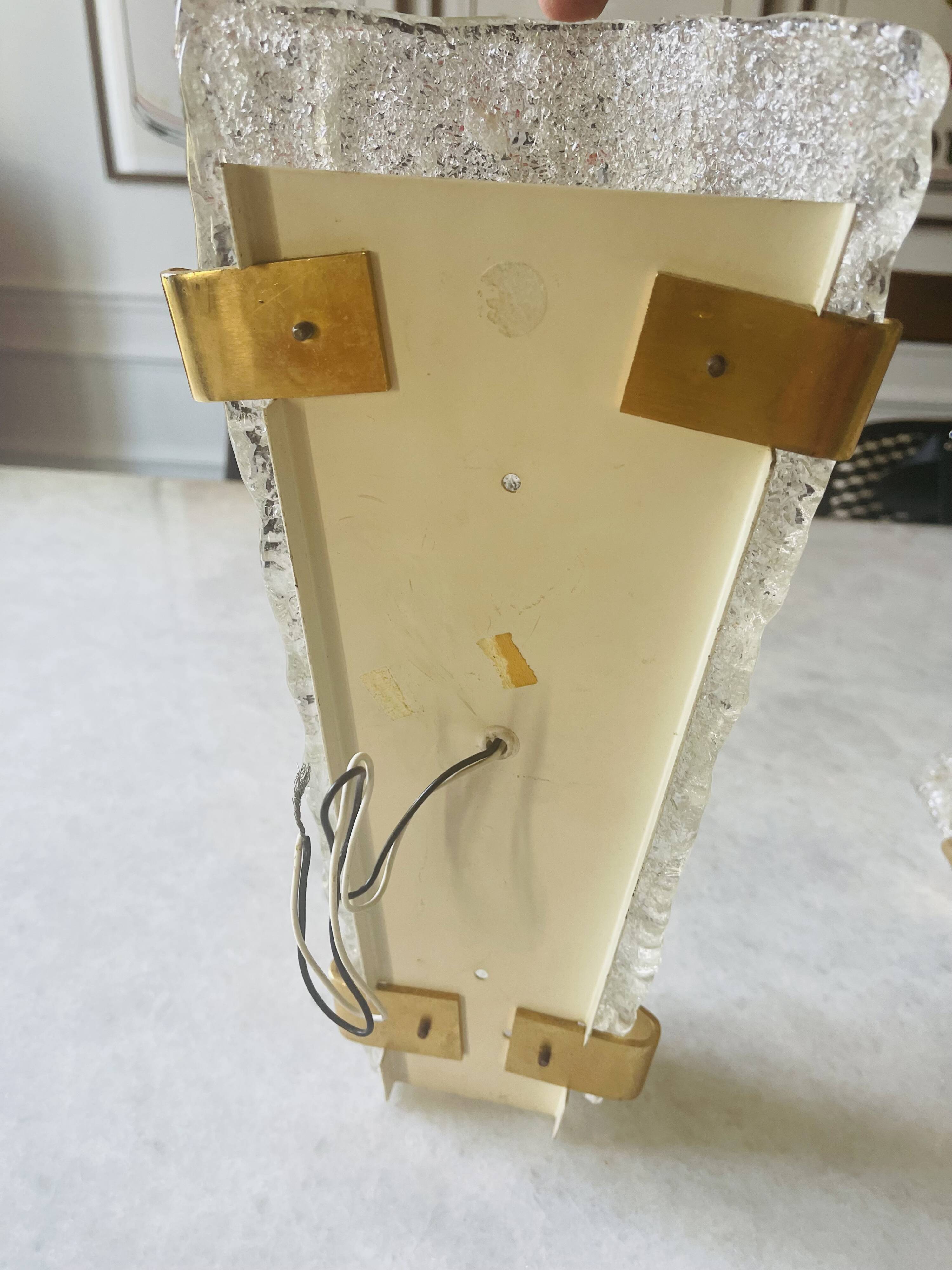 Arlus pair of Murano glass and brass wall lights