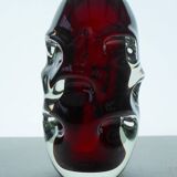 Mid-Century Modern Handmade Crystal Vase in Dark Red by Börne Augustsson