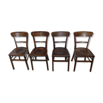 Lot 4 chaises bistrot bois ancienne