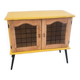 Lovely little vintage yellow and black sideboard with glass doors.