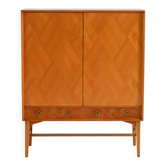 Elm and root veneer cabinet by AB Seffle Möbelfabrik, 1950s