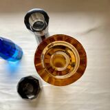 4 designer candle holders in colored glass