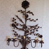 Large varnished metal wall light
