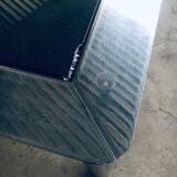 Mid-Century Smoked Glass & Chromed Steel Square Dining Table attributed to Sergio Mazza for Cinova, Italy, 1970s