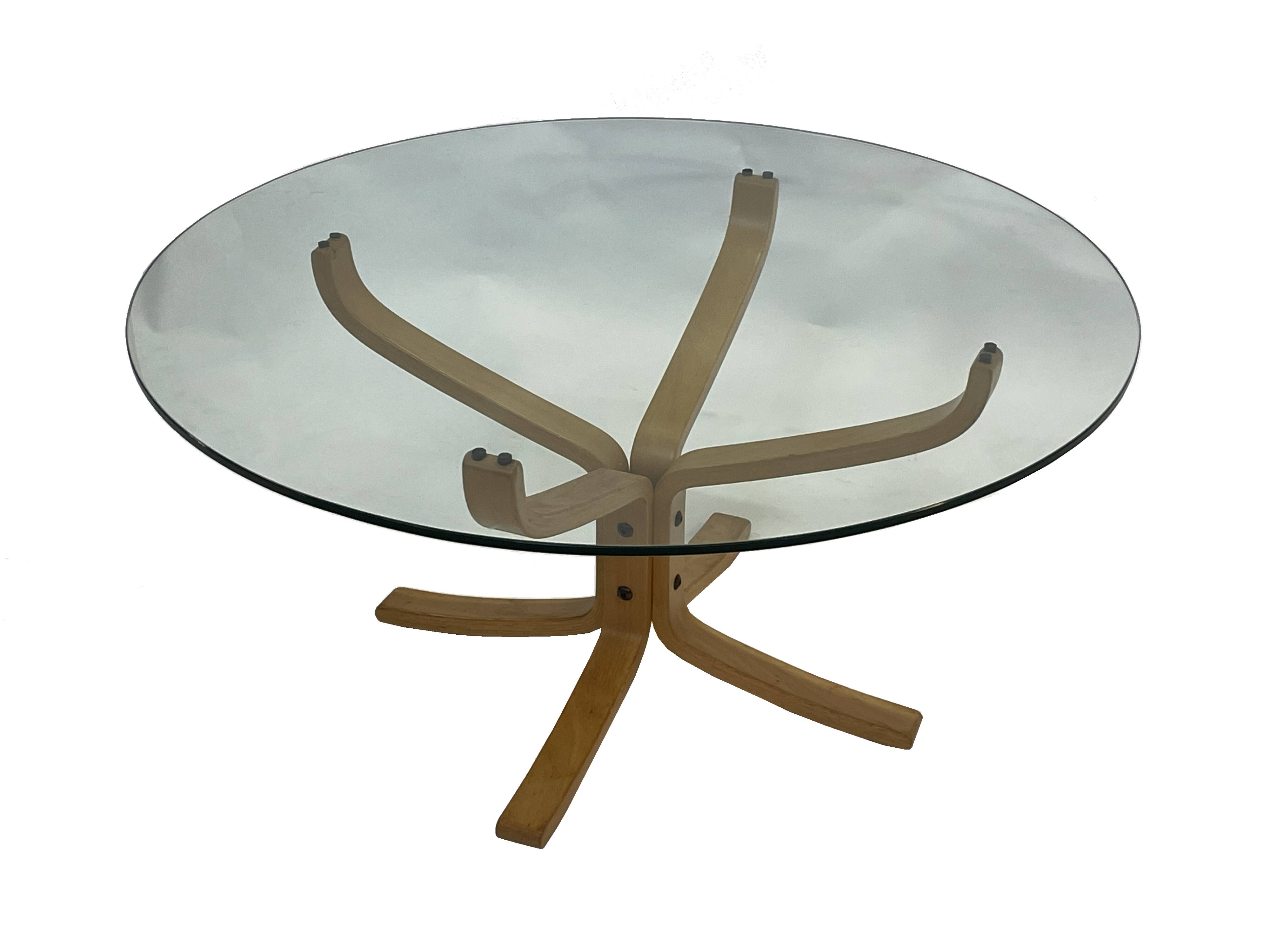 Vintage Hard Glass Falcon Coffee Table by Sigurd Ressell for Vatne Mobler 1990s