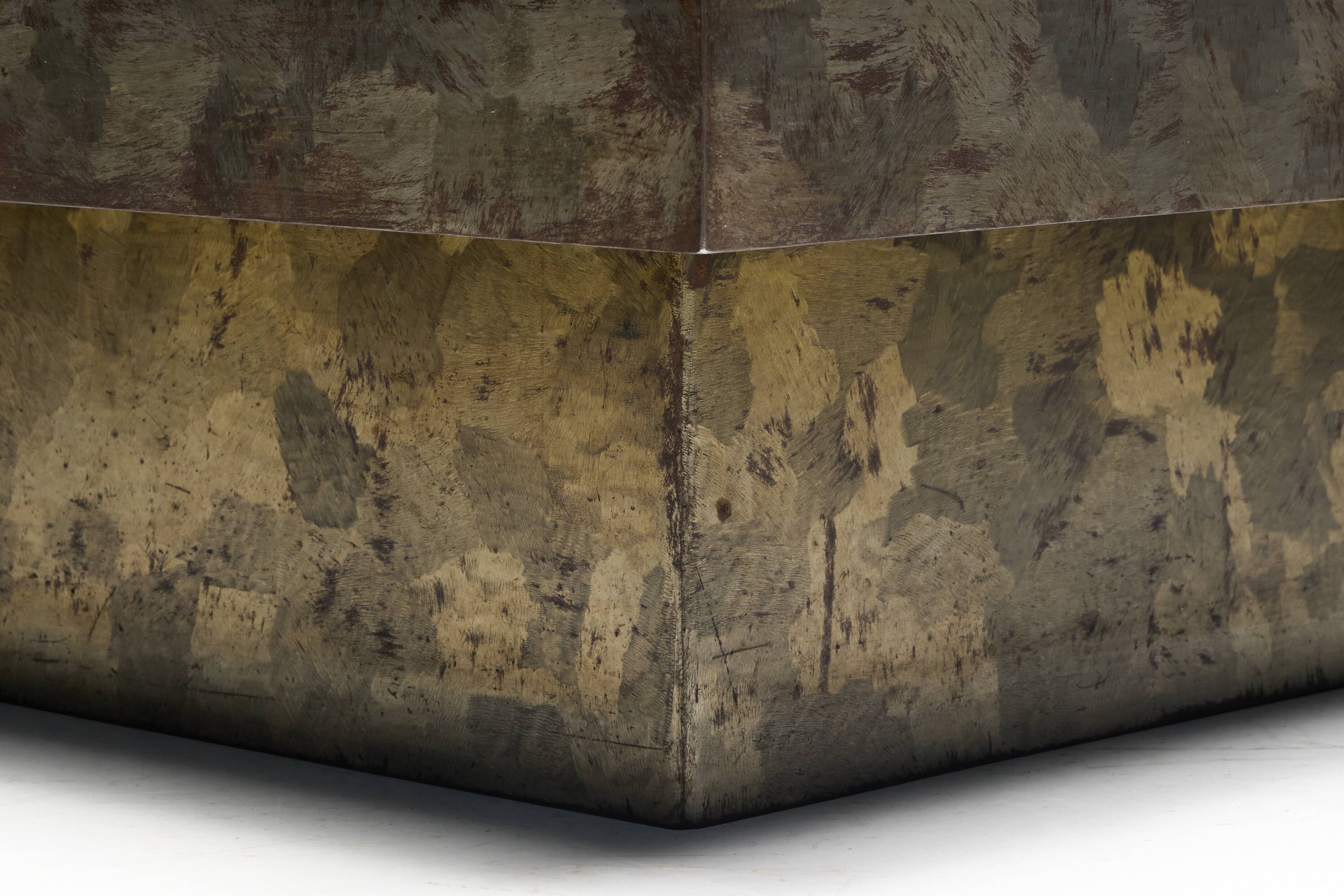 Brutalist Steel Coffee Table, France, 1970s