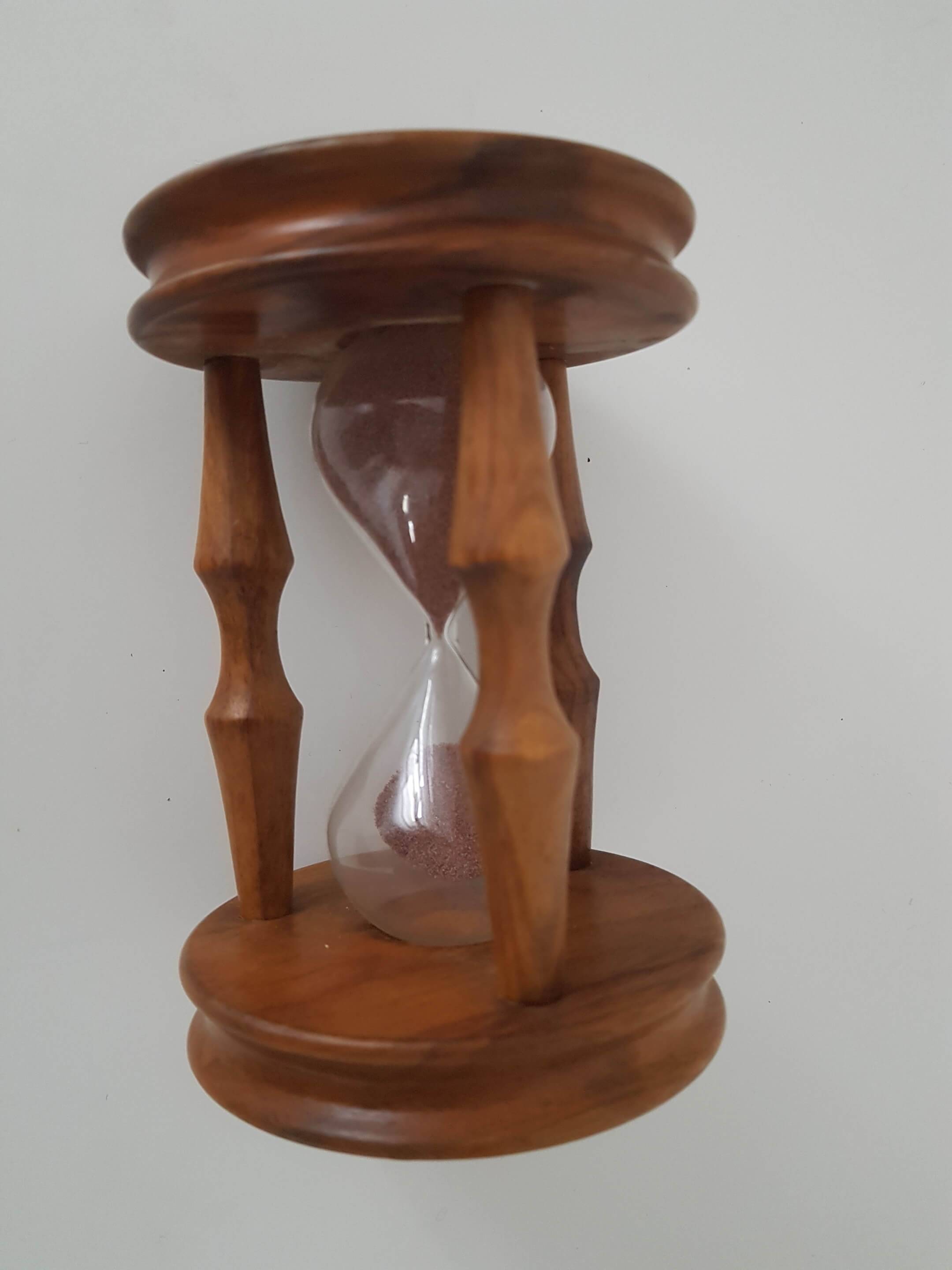 Vintage olive wood hourglass