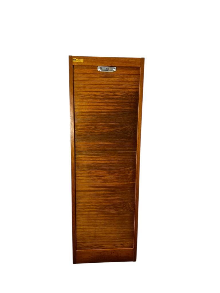 Vintage curtain wardrobe / archive cabinet with file supports