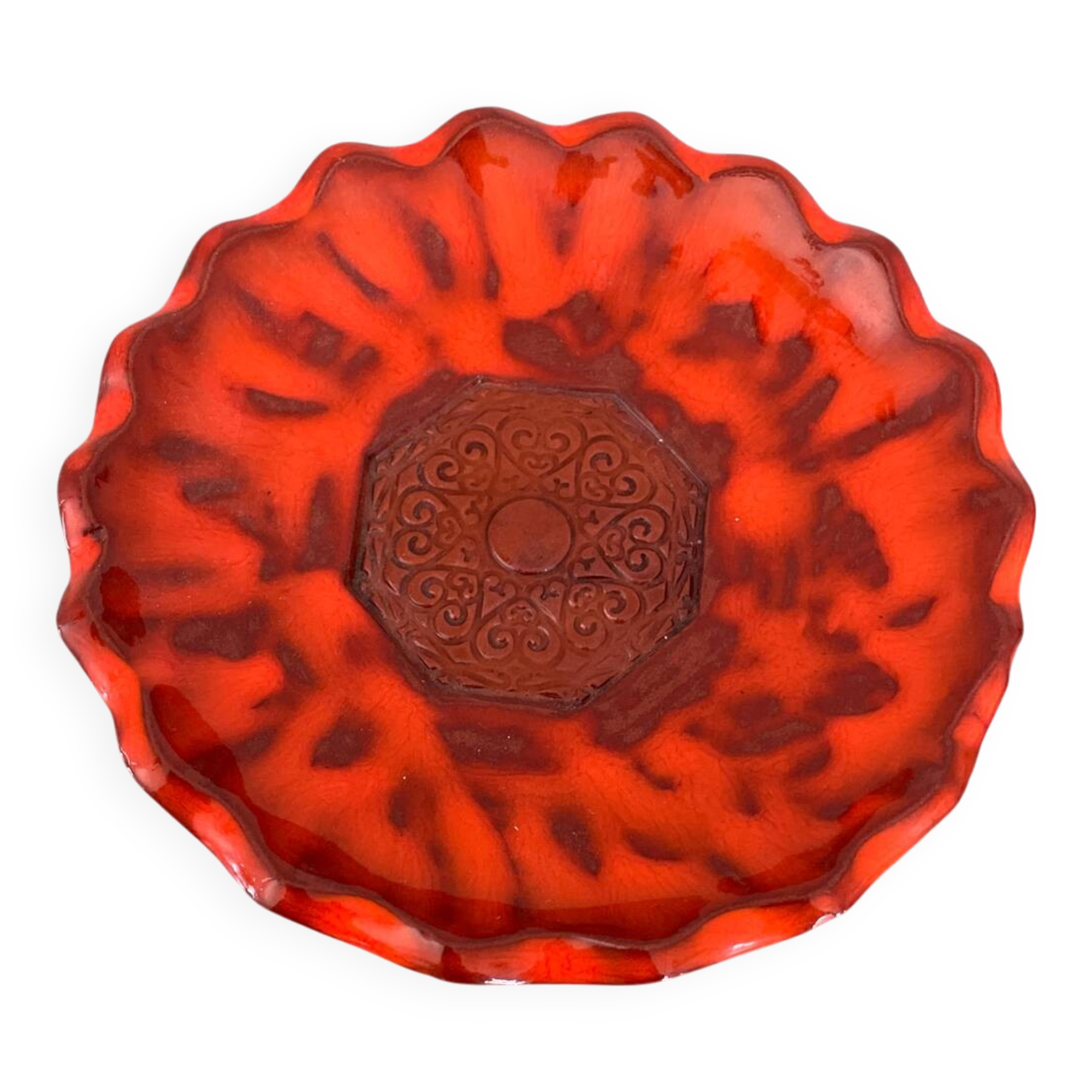 Ceramic, orange catchall, glazed terracotta