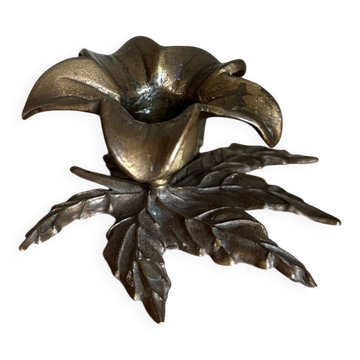 Bougeoir fleur en laiton