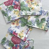 6 serviettes de table à fleurs en coton vintage