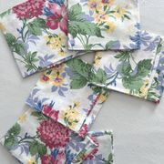 6 serviettes de table à fleurs en coton vintage
