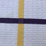 Ecru Basque fabric tablecloth with yellow and navy checks