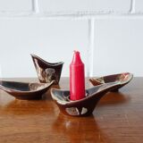 Jasba smoking set in brown red, four-piece Jasba ceramic set, table set, ashtray, candle holder hous