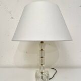Lampe de table verre et métal, esprit Adnet 1970