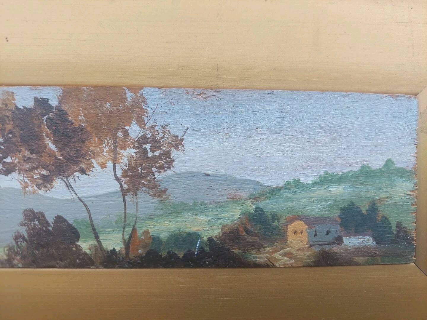 Small oil painting on wood, Tuscan landscape
