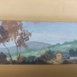 Small oil painting on wood, Tuscan landscape