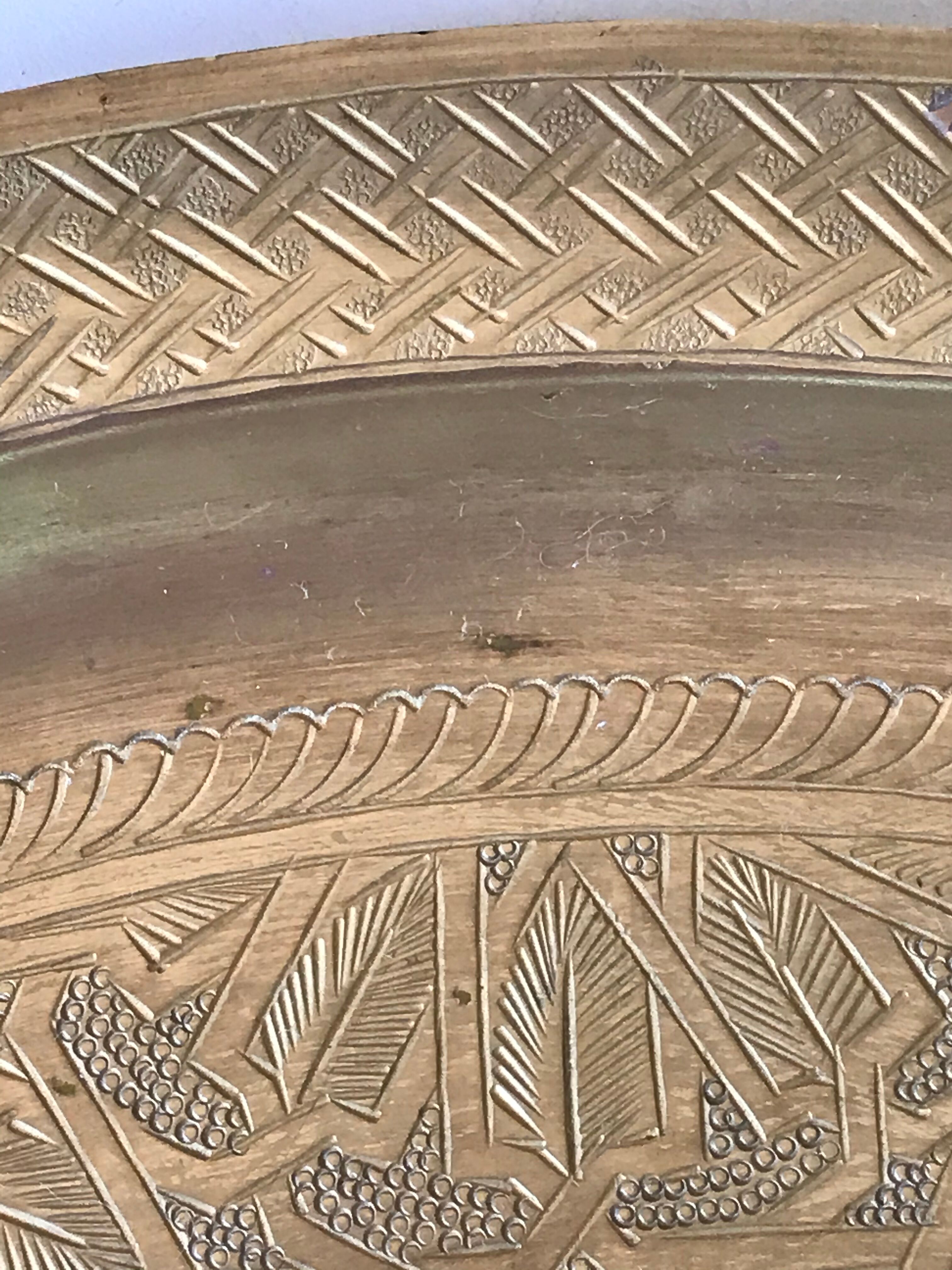 44 cm chiseled brass tray