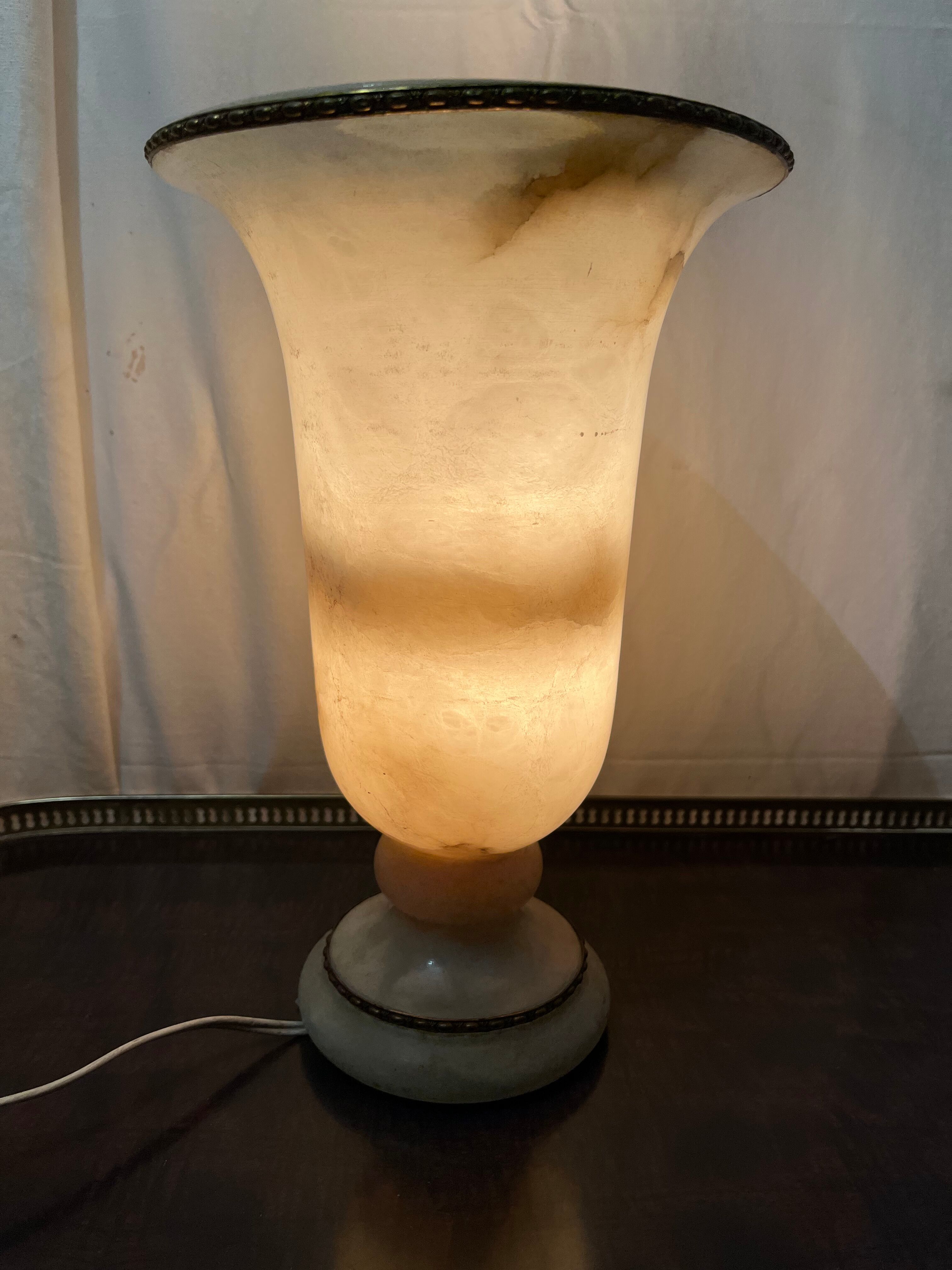 Art deco lamp shape alabaster vase 1930