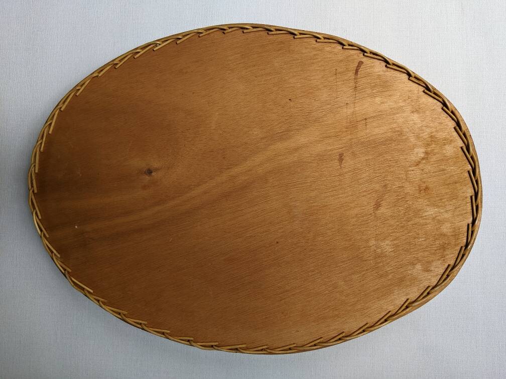 Serving tray with floral decoration, handmade braiding, bohemian countryside