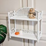White woven wicker shelf