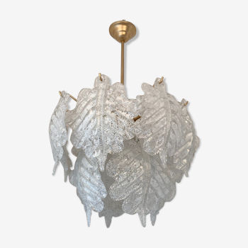 Lustre en feuilles de verre de Murano