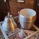 Seau à glace des années 70 poire en aluminium brossé made in Italy