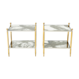 Paire de tables bouts canapé laiton chrome miroir