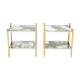 Pair of tables ends sofa brass chrome mirror