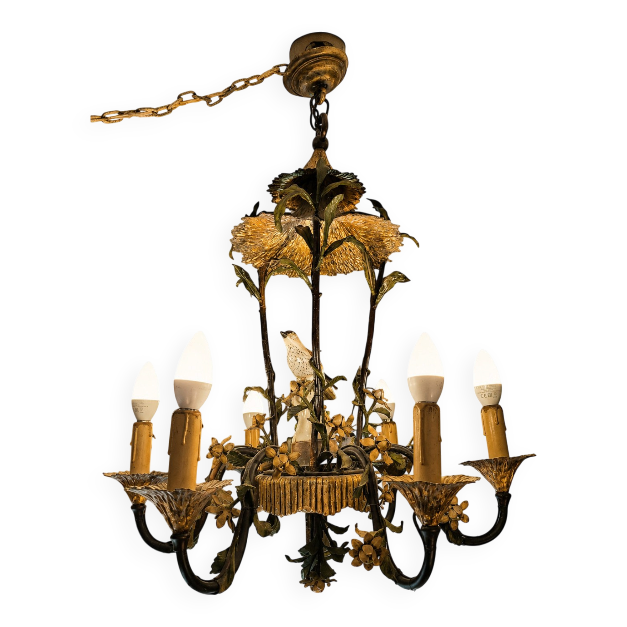 Lustre Naturaliste Aux Oiseaux, Fleurs Et Feuillages