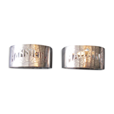 Art deco towel rings "madame" "sir" in silver metal
