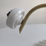 Vintage wall light in notched opaline and gilded brass